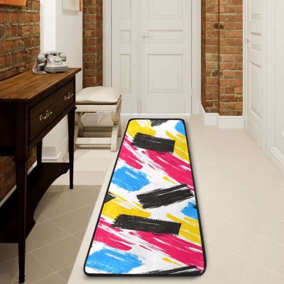 Ryvnso Art Hand Draw Hallway Runner Rugs Floor Carpet Non Slip Entryway Mat 2' x 6'