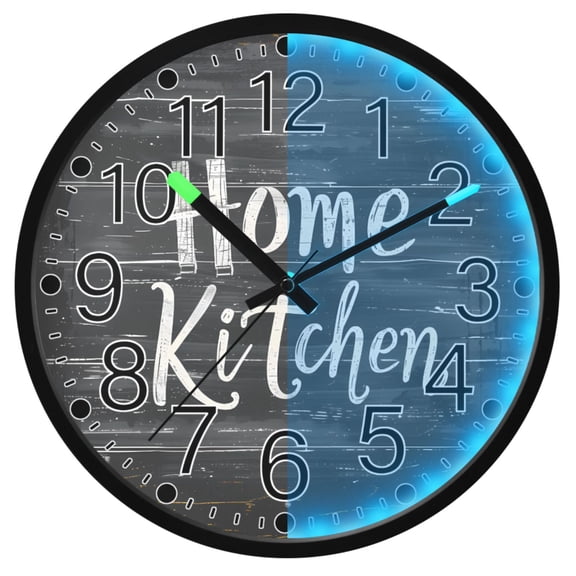 Ryvnso Art Home Kitchen 12 Inch Night Light Wall Clock Silent Battery Operated Luminous Clocks