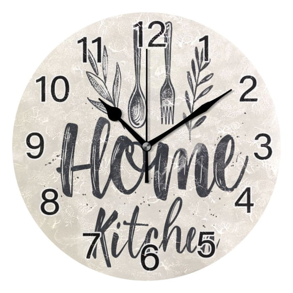 Ryvnso Art Home Kitchen on Beige Wall Clock Non Ticking Silent Kitchen Clock Battery Operated Clocks 10 inch
