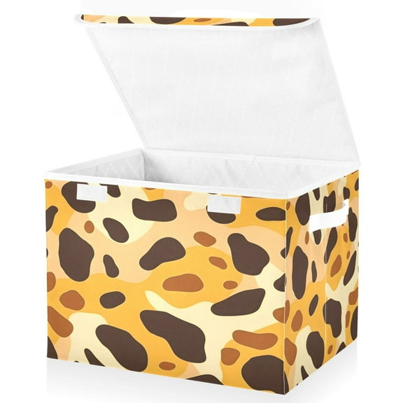 Ryvnso Art Leopard Pattern Large Lidded Foldable Storage Baskets Cubes Boxes Lids Bin for Home