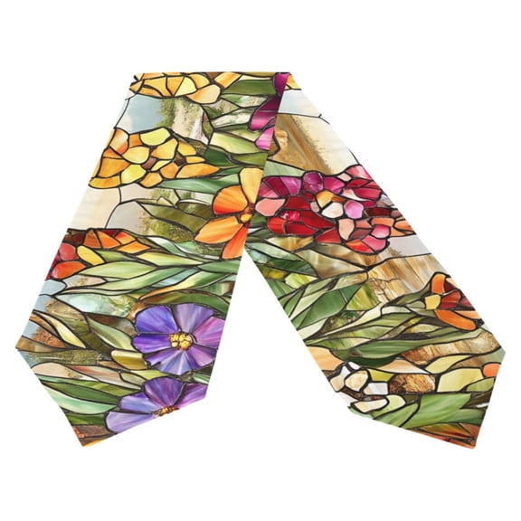 Ryvnso Art Marble Flowers Table Runner Tablecloth Home Decoration 13 x 70 inches