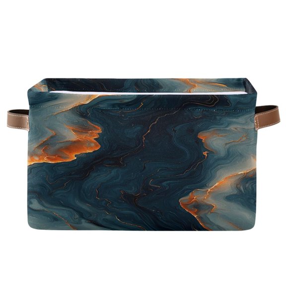 Ryvnso Art Marble Storage Basket Large Bin Foldable Boxes Toys Organizer 14.2x10.2x8.3in 1 PC