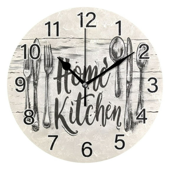 Ryvnso Art Retro Home Kitchen on Wood Wall Clock Non Ticking Silent Kitchen Clock Battery Operated Clocks 10 inch