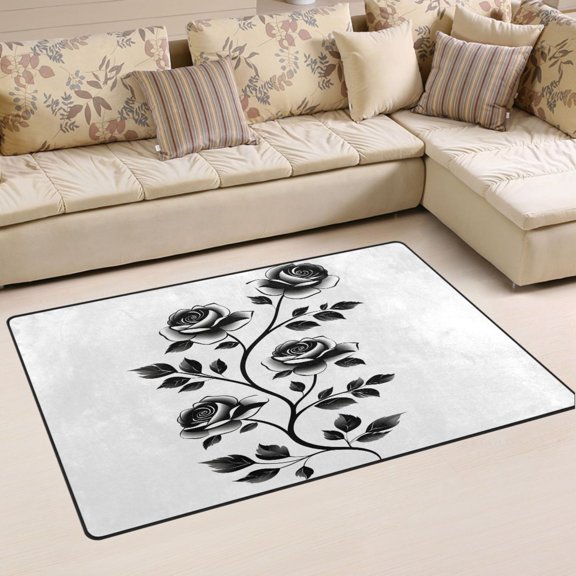 Ryvnso Art Roses Flower Area Floor Mat Non-Slip Carpet Soft Rugs Doormats 31" x 20"