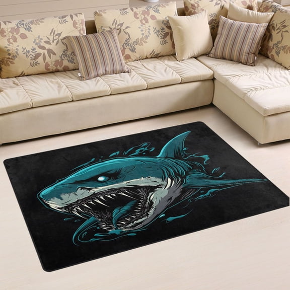 Ryvnso Art Shark Area Floor Mat Non-Slip Carpet Soft Rugs Doormats 31" x 20"