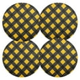 thumbnail image 1 of Ryvnso Art Yellow Checkered Grid Pattern Round Plate Mats Dining Table Placemat Set of 4 for Holiday Decoration, 1 of 7