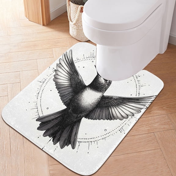 Ryvnso Artistic Bird Bathroom Shaggy Rugs Toilet U Shape Mat Soft Contour Rug 20"x24"