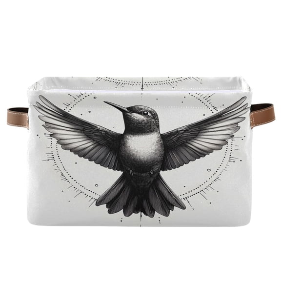 Ryvnso Artistic Bird Storage Basket Large Bin Foldable Boxes Toys Organizer 14.2x10.2x8.3in 1 PC