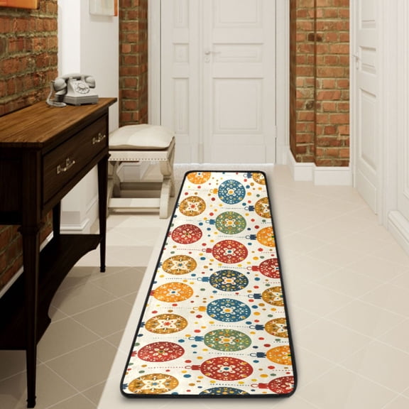 Ryvnso Artistic Boho Ball Pattern Hallway Runner Rugs Floor Carpet Non Slip Entryway Mat 2' x 6'