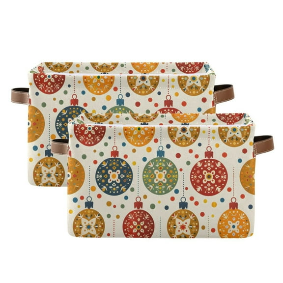 Ryvnso Artistic Boho Ball Pattern Storage Basket Large Bin Foldable Boxes Toys Organizer 14.2x10.2x8.3in 2 PCs