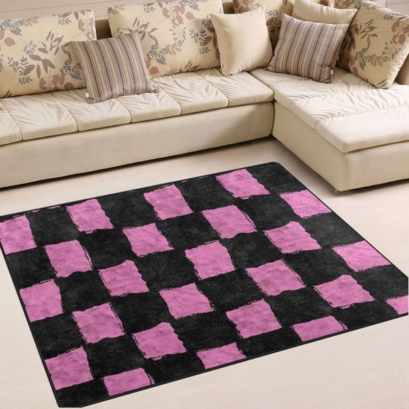 Ryvnso Artistic Checkered Paint Area Rug Floor Mats Non-Slip Home Carpet 80 x 58 inch