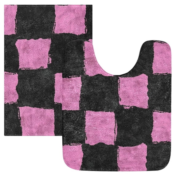 Ryvnso Artistic Checkered Paint Bathroom Shaggy Rugs Toilet Mat Soft Contour Rug