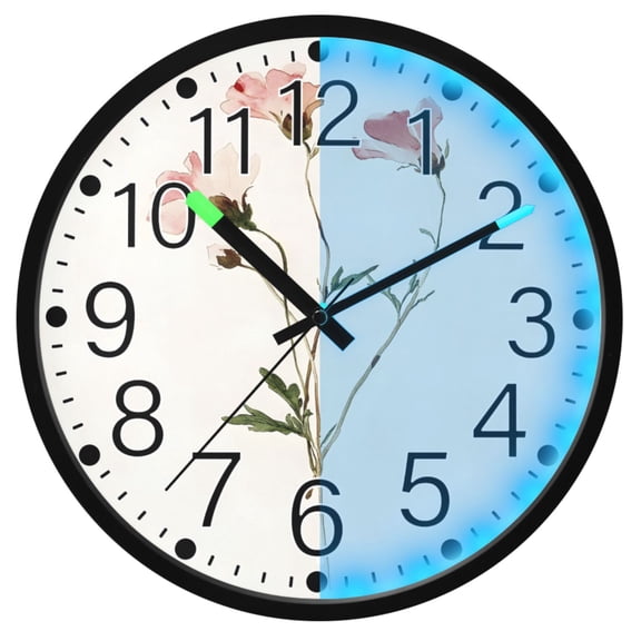 Ryvnso Artistic Flower 12 Inch Night Light Wall Clock Silent Battery Operated Luminous Clocks
