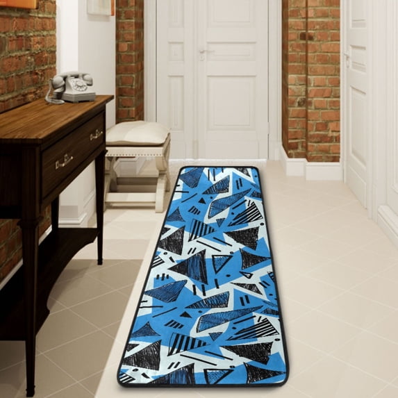 Ryvnso Artistic Geometric Triangle and Line Hallway Runner Rugs Floor Carpet Non Slip Entryway Mat 2' x 6'