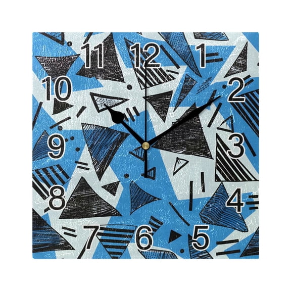 Ryvnso Artistic Geometric Triangle and Line Wall Clock Square Silent Non-Ticking Battery Operated 7.78"