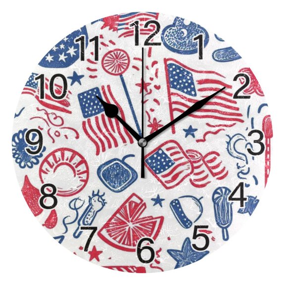 Ryvnso Artistic National Flag Wall Clock Non Ticking Silent Kitchen Clock Battery Operated Clocks 10 inch
