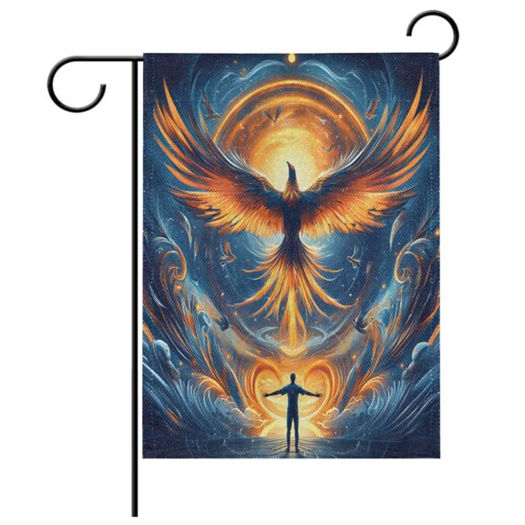 Ryvnso Artistic Neon Phoenix Night Pattern Garden Flag 12x18 Inch Double Sided Seasonal Yard Decoration