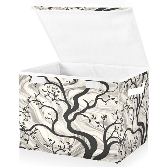 Ryvnso Artistic Tree Branch Large Lidded Foldable Storage Baskets Cubes Boxes Lids Bin for Home