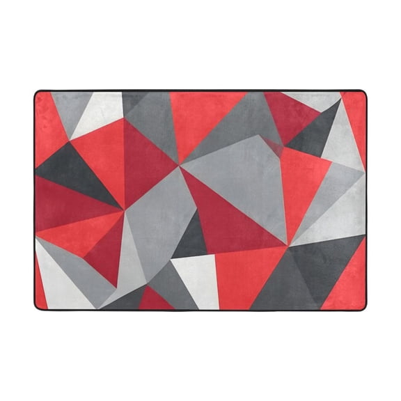 Ryvnso Artistic Triangle Geometry Red Area Floor Mats Large Nursery Rugs Non-Slip Carpets Doormat 36" x 24"