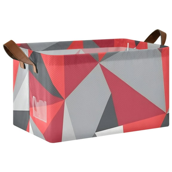 Ryvnso Artistic Triangle Geometry Red Storage Bins Large Basket Foldable Cube Toys Organizer with Handles 1 PC