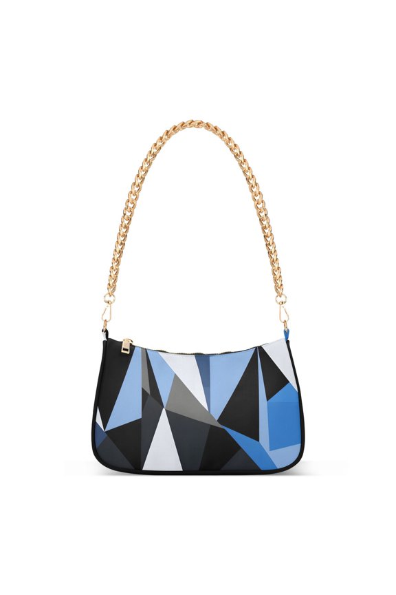 Artistic Triangle Geometry Womens Chain Shoulder Bag Tote Handbags Clutch Hobo Purse with Zipper for Travel