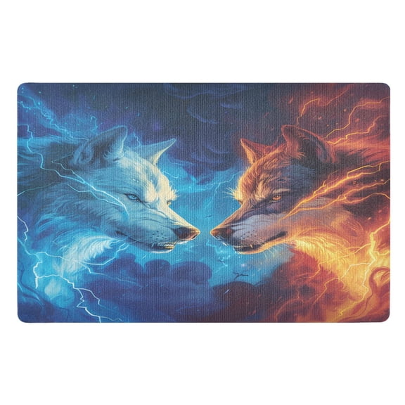 Ryvnso Artistic Wild Wolfs Animal Door Mats Outdoor Indoor Entrance Low Profile Floor Rugs 32"x20" Carpet