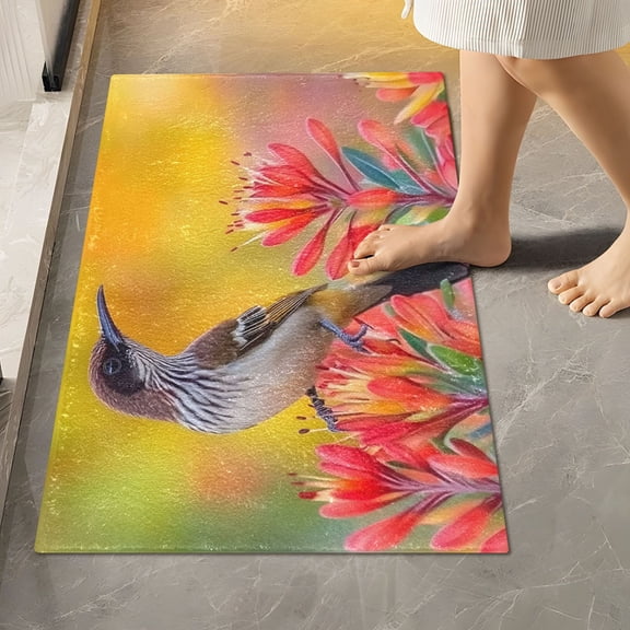 Ryvnso Australian Bird Flower Bathroom Shaggy Rugs Toilet Rectangle Mat Soft Contour Rug 24"x16"