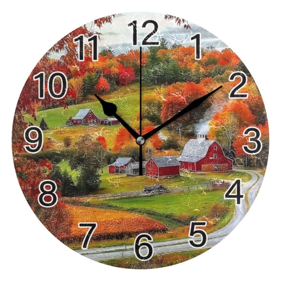 Ryvnso Autumn England Farmhouse Wall Clock Non Ticking Silent Kitchen Clock Battery Operated Clocks 10 inch