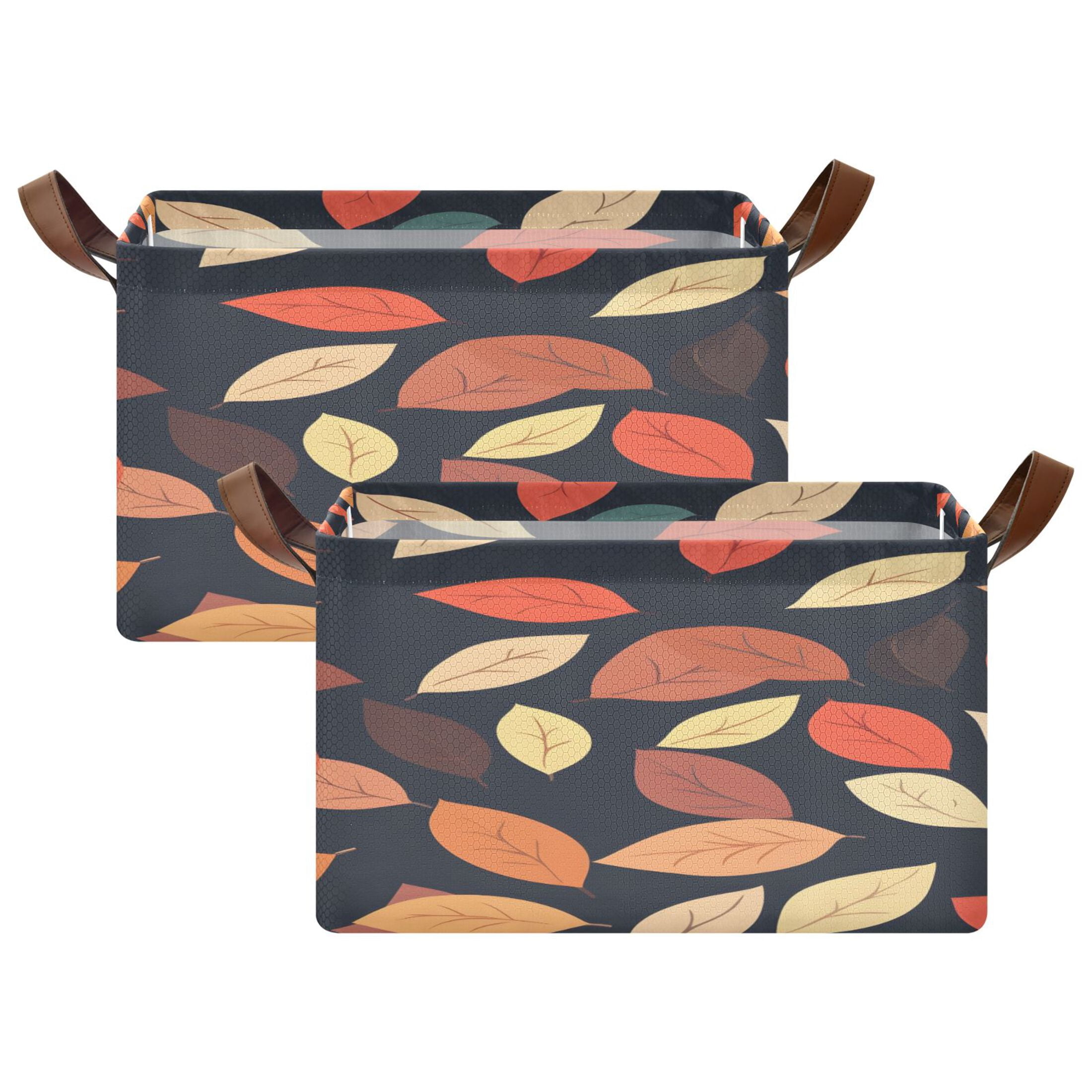 Fall Foldable Ryvnso Autumn Fall Leaf Storage Bins Large Basket Foldable Cube Toys ...