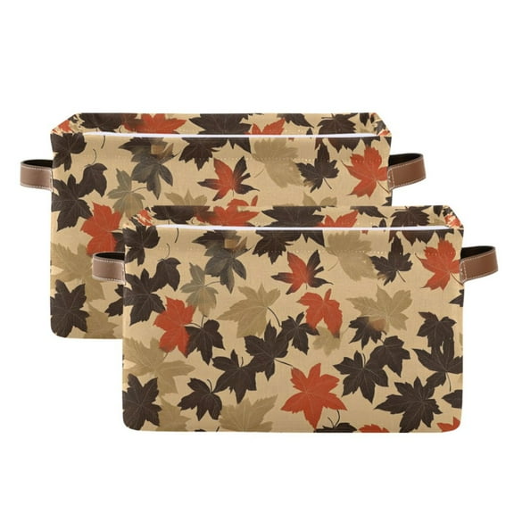 Ryvnso Autumn Fall Storage Basket Large Bin Foldable Boxes Toys Organizer 14.2x10.2x8.3in 2 PCs