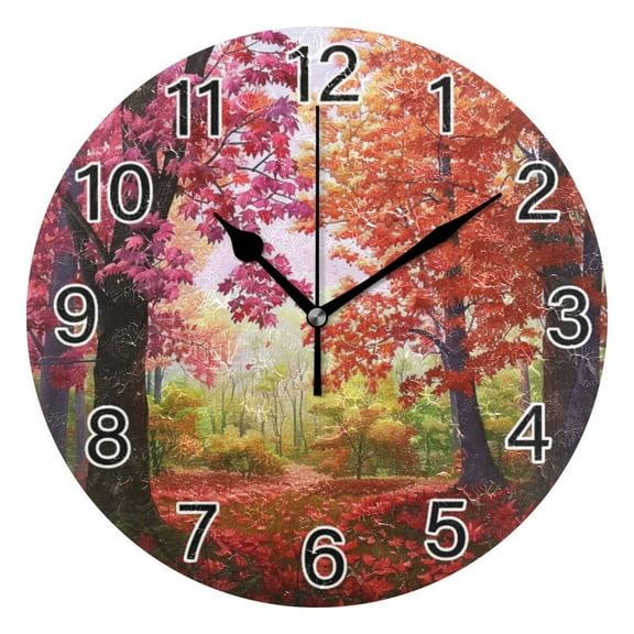 Ryvnso Autumn Forest Wall Clock Non Ticking Silent Kitchen Clock Battery Operated Clocks 10 inch