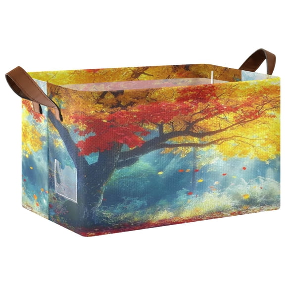 Ryvnso Autumn Golden Tree Storage Bins Large Basket Foldable Cube Toys Organizer with Handles 1 PC