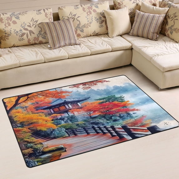 Ryvnso Autumn Lake Scene Area Floor Mat Non-Slip Carpet Soft Rugs Doormats 60" x 39"