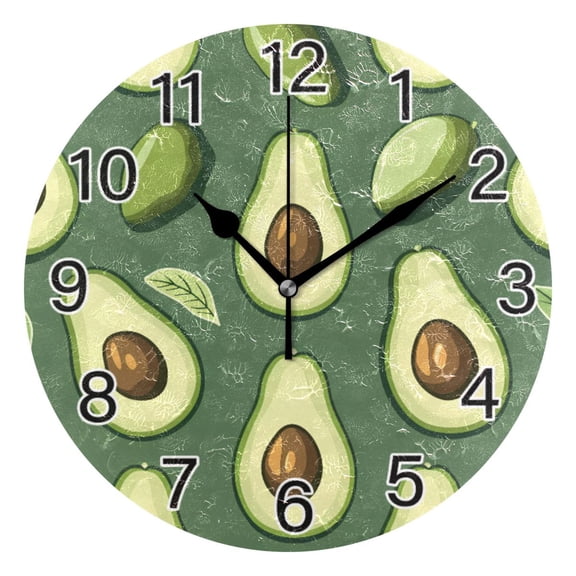 Ryvnso Avocado Fruit Wall Clock Non Ticking Silent Kitchen Clock Battery Operated Clocks 10 inch