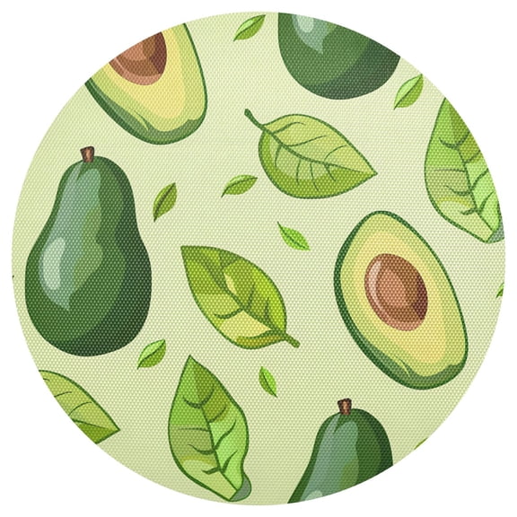 Ryvnso Avocado and Leaf Round Plate Mats Dining Table Placemat 1 Piece for Holiday Decoration