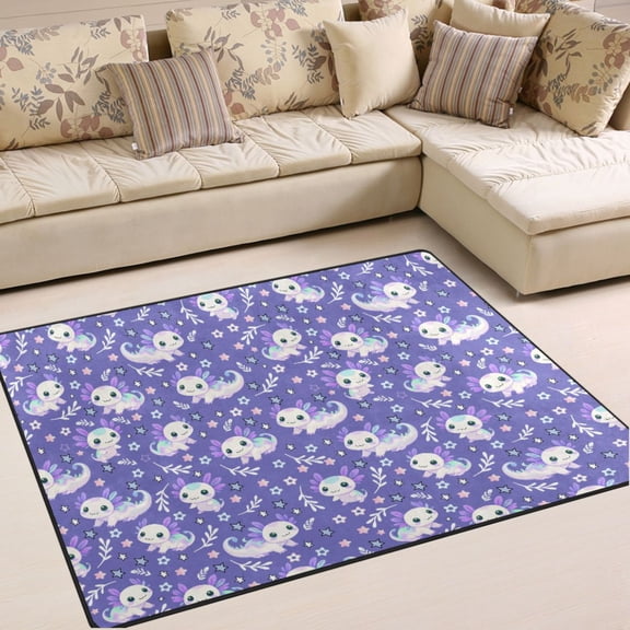 Ryvnso Axolotl Galaxy Area Rug Floor Mats Non-Slip Home Carpet 63 x 48 inch