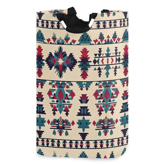 Ryvnso Aztec Geometric Pattern Large Storage Basket with Handles Collapsible Organizer Bin Laundry Hamper