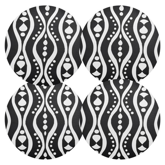 Ryvnso Balck and White Pattern Round Plate Mats Dining Table Placemat Set of 4 for Holiday Decoration
