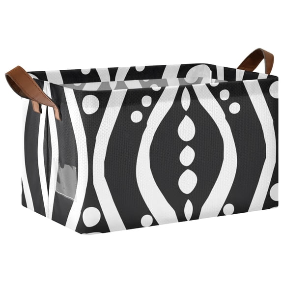 Ryvnso Balck and White Pattern Storage Bins Large Basket Foldable Cube Toys Organizer with Handles 1 PC