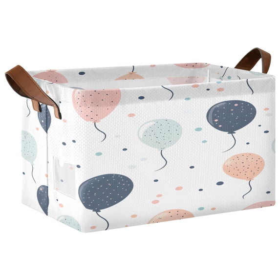 Ryvnso Balloons Polka Dot Storage Bins Large Basket Foldable Cube Toys Organizer with Handles 1 PC