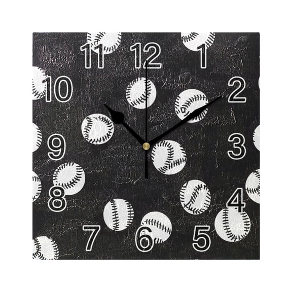 Ryvnso Baseball Pattern Wall Clock Square Silent Non-Ticking Battery Operated 7.78"