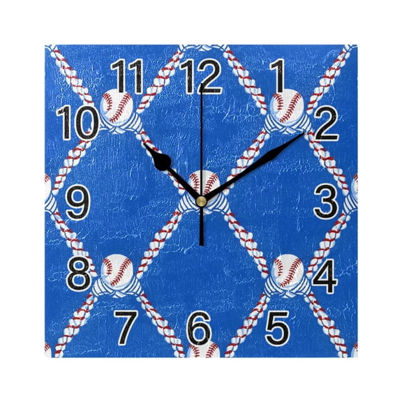 Ryvnso Baseball Wall Clock Square Silent Non-Ticking Battery Operated 7.78"