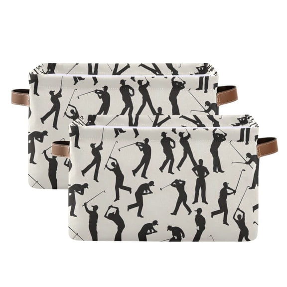 Ryvnso Baseball and Player Storage Basket Large Bin Foldable Boxes Toys Organizer 14.2x10.2x8.3in 2 PCs