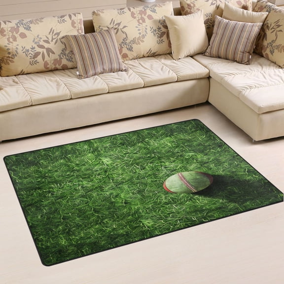 Ryvnso Baseball on Grass Area Floor Mat Non-Slip Carpet Soft Rugs Doormats 31" x 20"