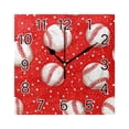 thumbnail image 1 of Ryvnso Baseball on Red Wall Clock Square Silent Non-Ticking Battery Operated 7.78", 1 of 7