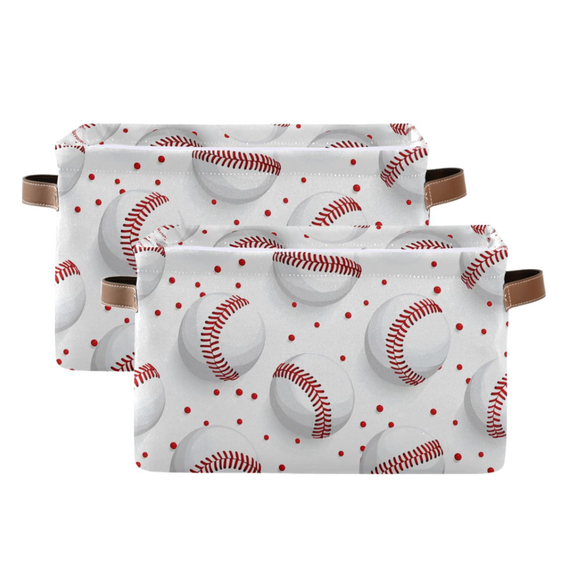 Ryvnso Baseball on White Storage Basket Large Bin Foldable Boxes Toys Organizer 14.2x10.2x8.3in 2 PCs