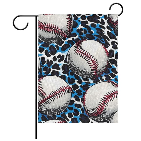Ryvnso Baseball with Leopard Pattern Garden Flag 12x18 Inch Double Sided Seasonal Yard Decoration