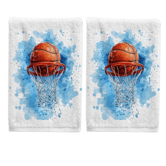 Ryvnso Basketball Hand Towels Set for Bathroom Cotton Face Towel Decorative 15.5x29.5 inch