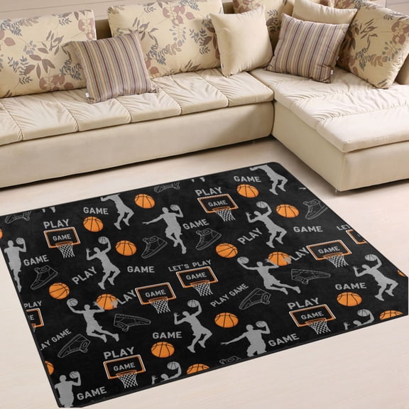 Ryvnso Basketball Player Area Rug Floor Mats Non-Slip Home Carpet 63 x 48 inch