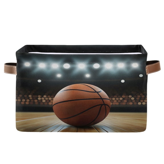 Ryvnso Basketball Storage Basket Large Bin Foldable Boxes Toys Organizer 14.2x10.2x8.3in 1 PC